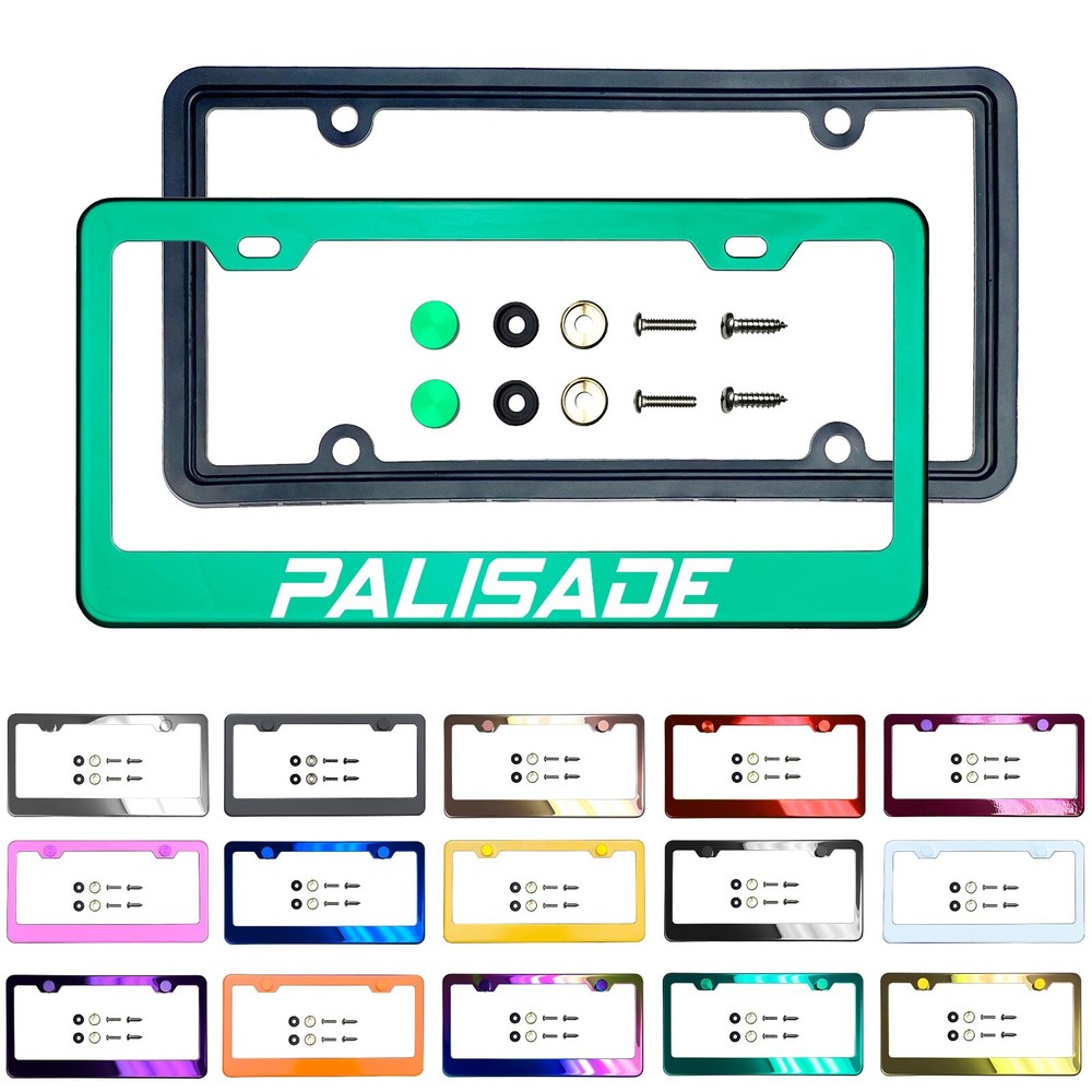 Laser Etched Customize Stainless Steel License Frame SiliconeGuard For Palisade