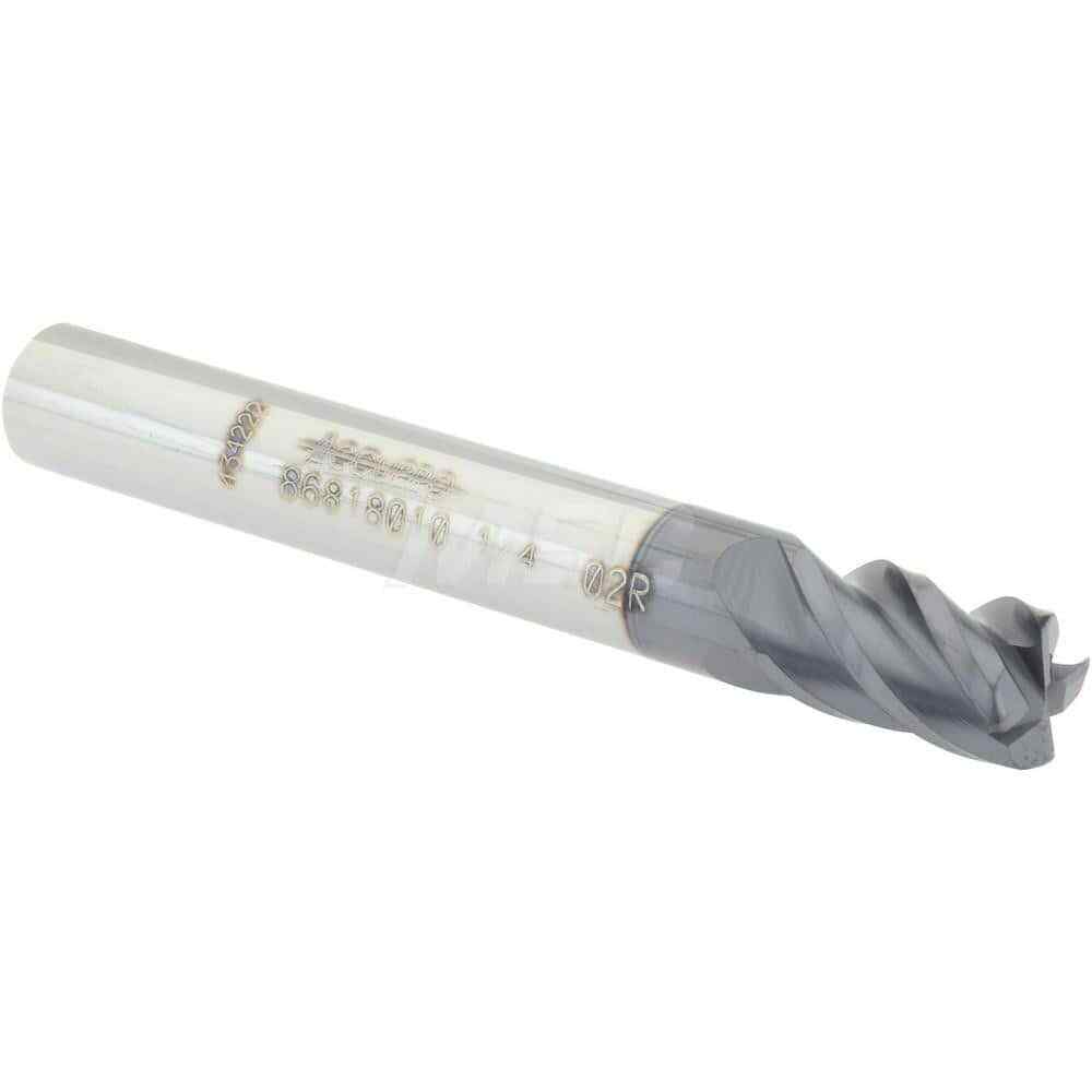 Accupro 1/4" Diam 4 Flute Single End Solid Carbide 0.02" Corner Radius End Mi...