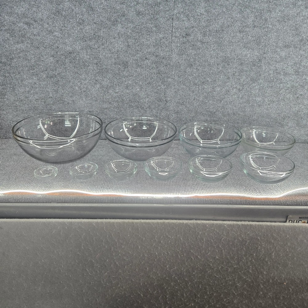 10 pc Clear Glass Nesting Mixing Bowl Set Oven Microwave Safe