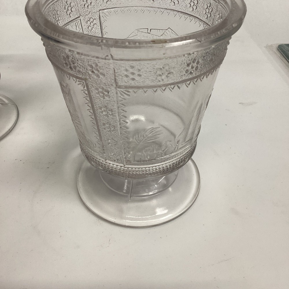 Antique 1880’s EAPG ADAMS & CO EGYPTIAN SPHINX PATTERN GLASS SPOONER