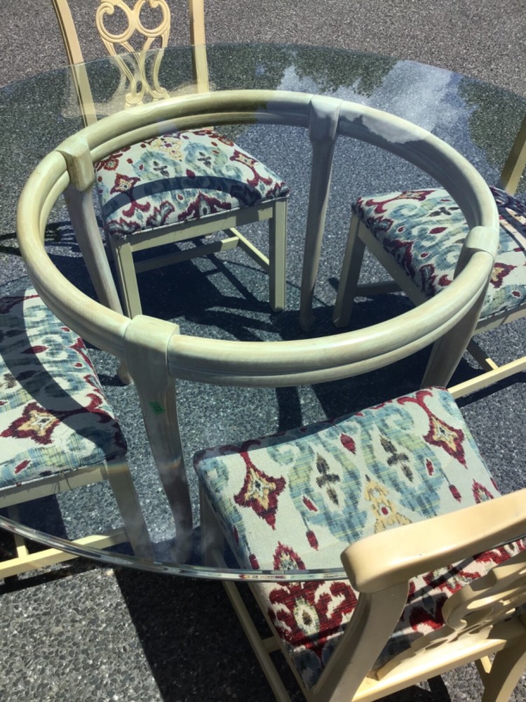 60” Dining Set - 5 Pieces Floral Pattern Chairs, Beautiful Vintage Set