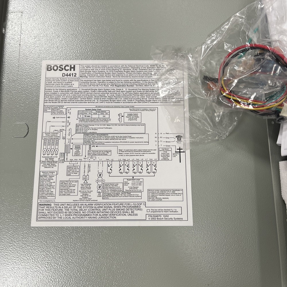 BOSCH D4412 Control Panel Cabinet Motherboard Manuals NOS