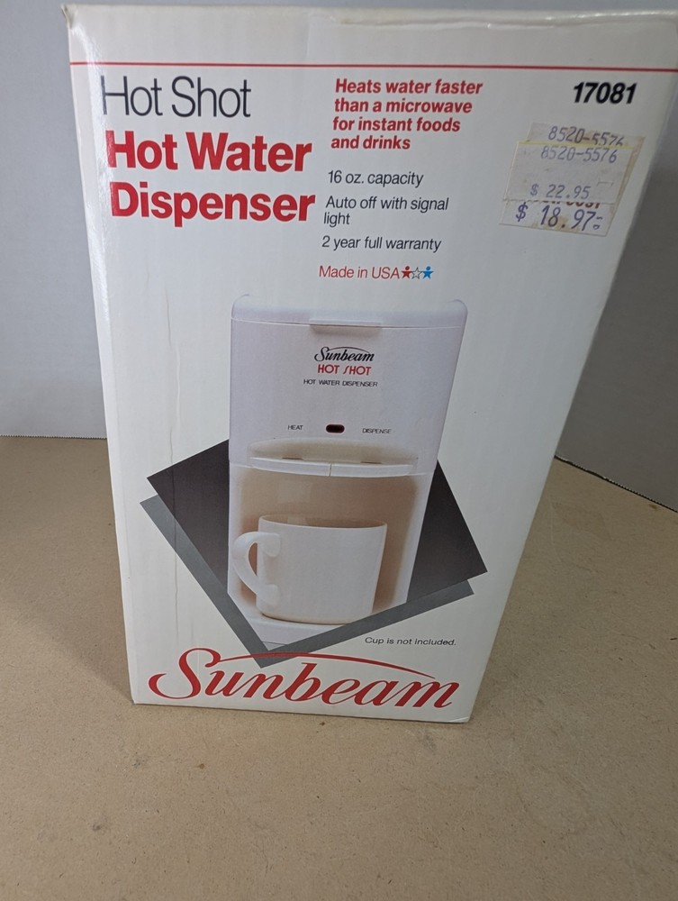 Sunbeam 17081 Hot Shot Hot Water Dispenser - Vintage 1990 Open Box
