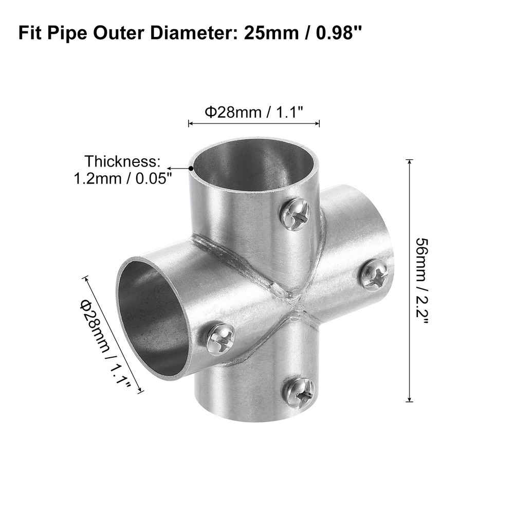 1 Pcs 4-Way Cross Pipe Fitting Connector Fit 1" OD Pipe
