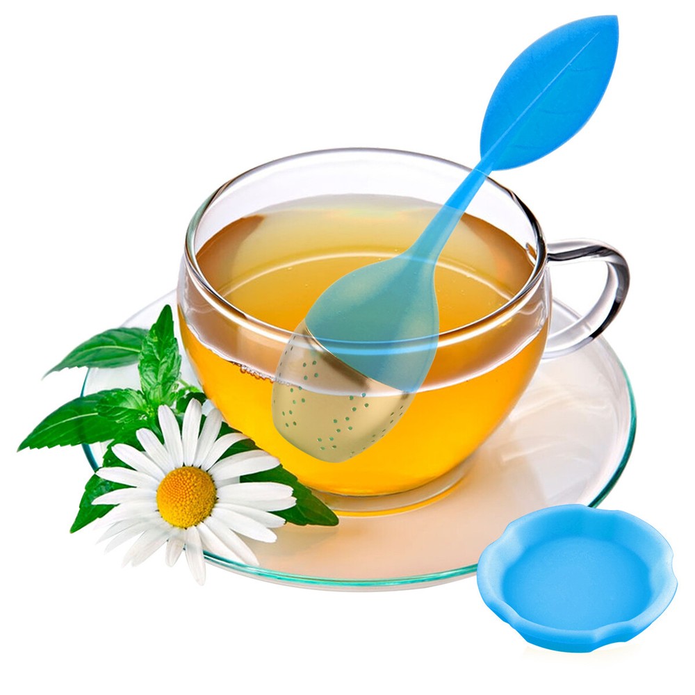 Silicone Tea Infusers Strainer Stainless Herbal Spice Filter Diffuser Pink+Blue