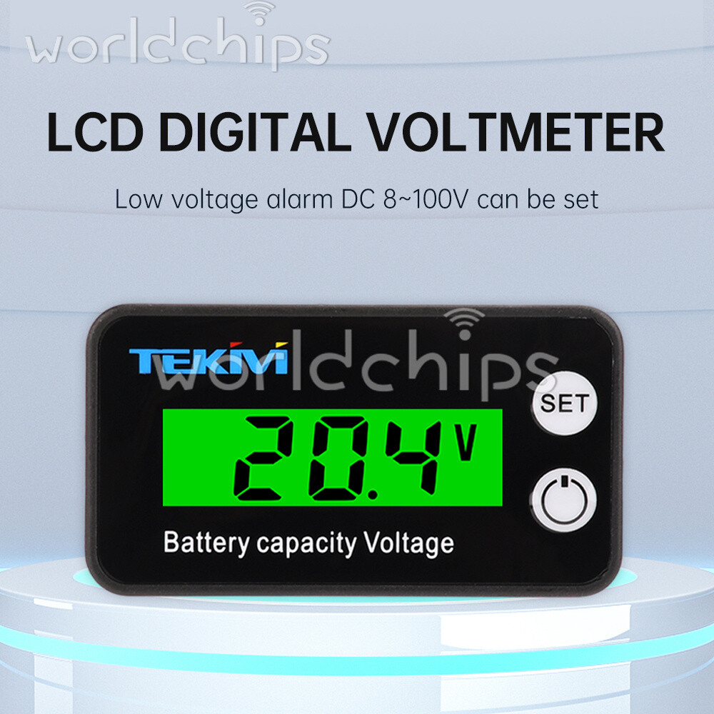 6136B High Precision LCD Battery Voltmeter Indicator Low Voltage Alarm Setting