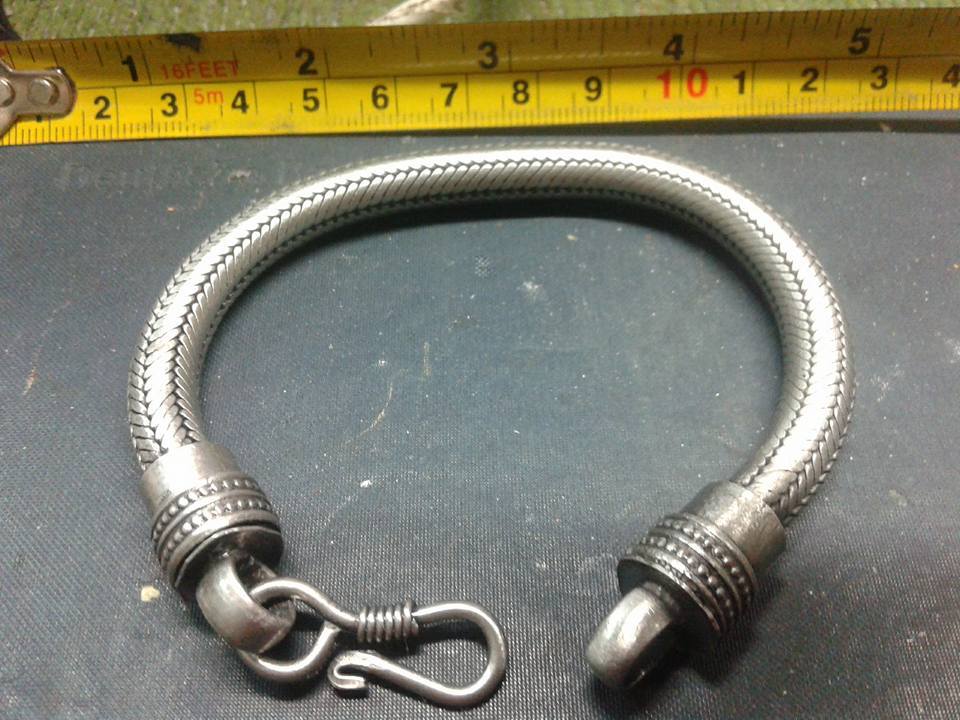 Indian Silver Bath Snake Bracelet Diameter 6-7mm x 24-25CM Indian Silver