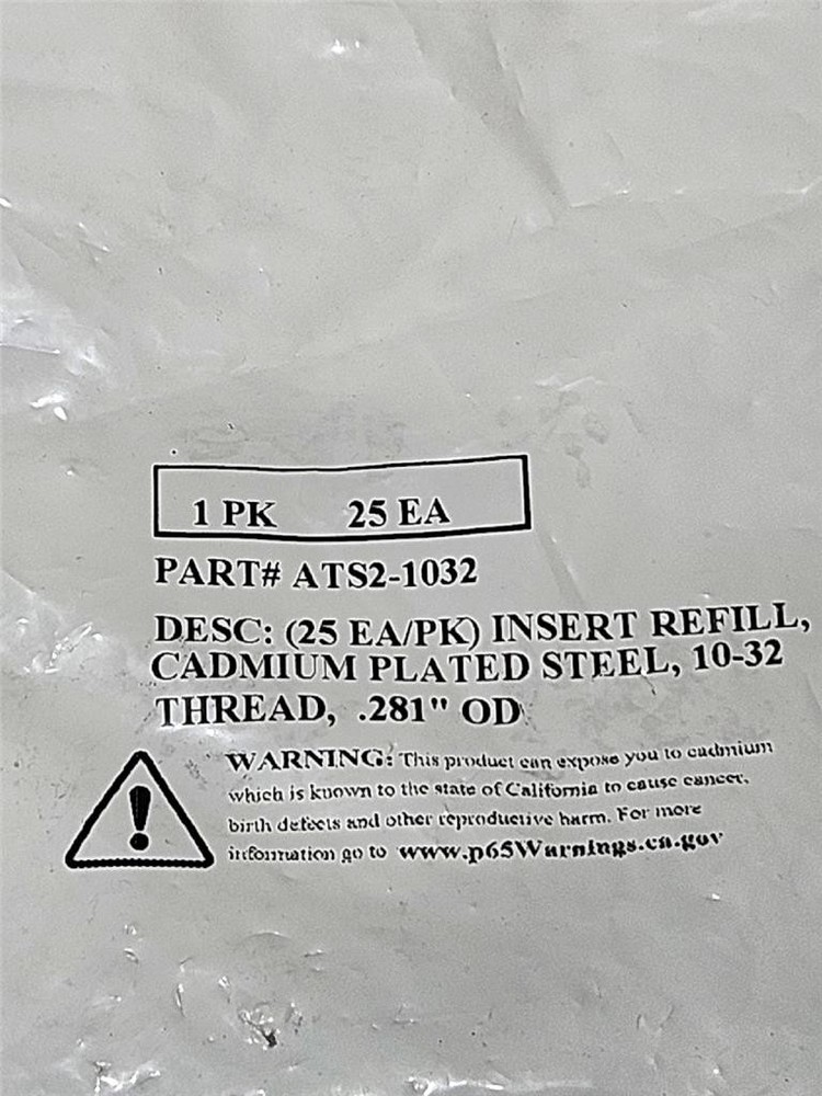 25 Pcs NUTSERT 10-32 Thread, ATS2-1032