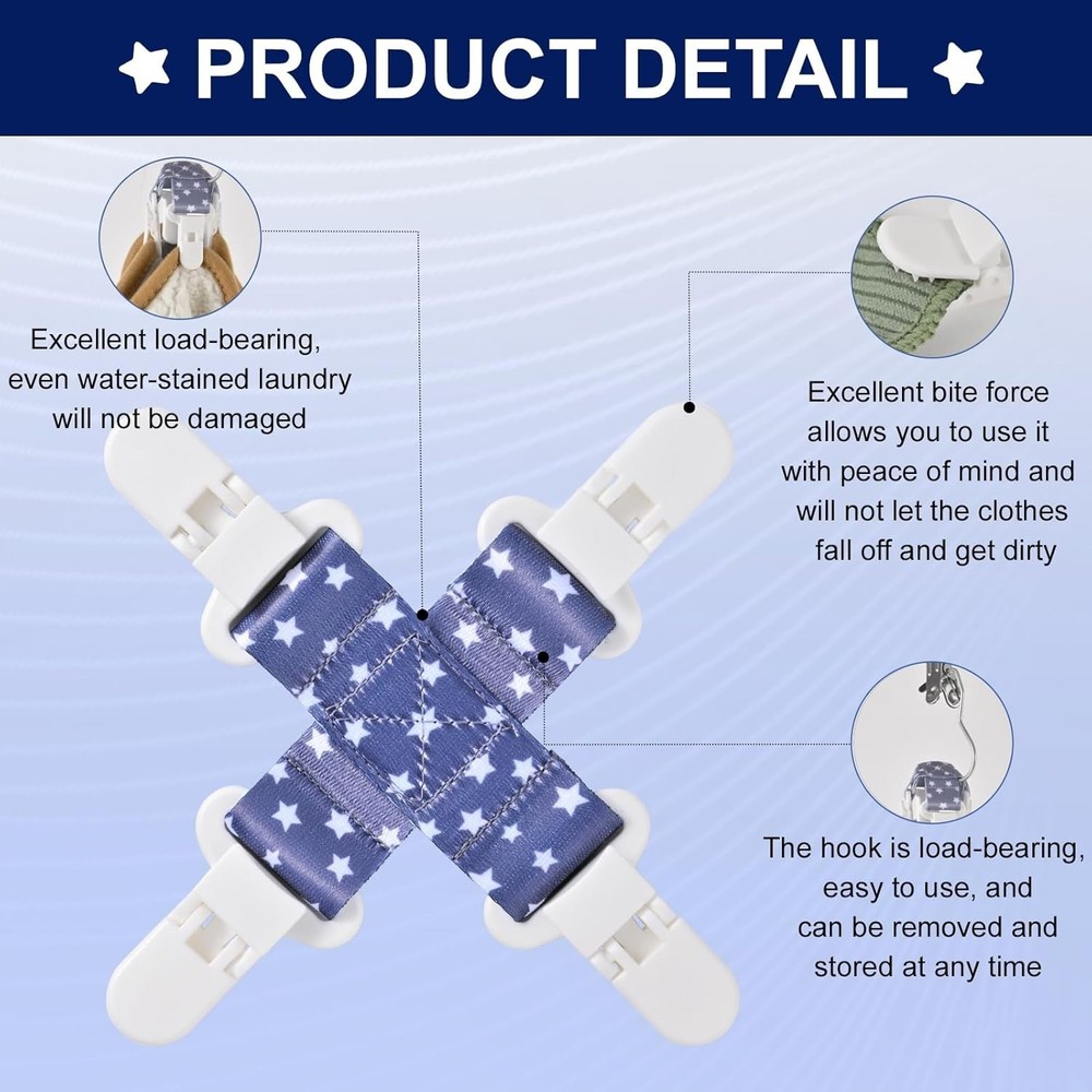 2 pcs Bed Sheet Detangler Reduces Laundry tangles，Keep Sheets/Duvet Blue