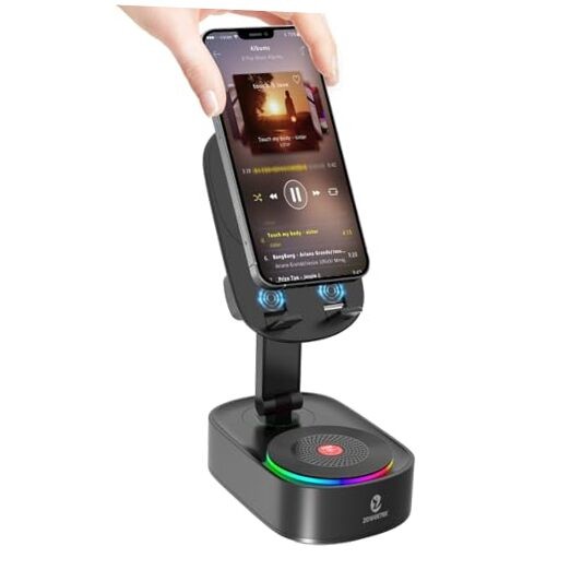 5in1 Wireless Induction Audio Bluetooth Speaker with Phone Stand,Work Time