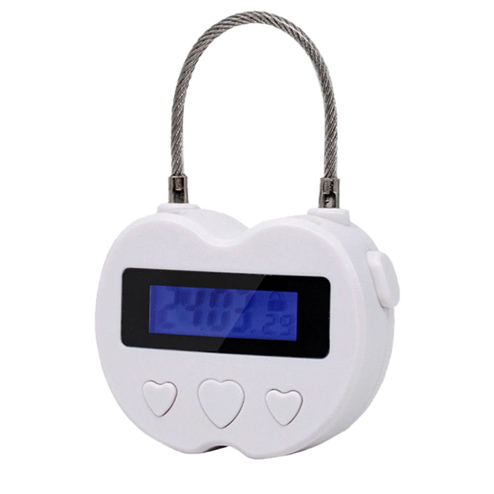 2PCS White USB Rechargeable Smart Time Lock LCD Display Temporary Timer Padlock