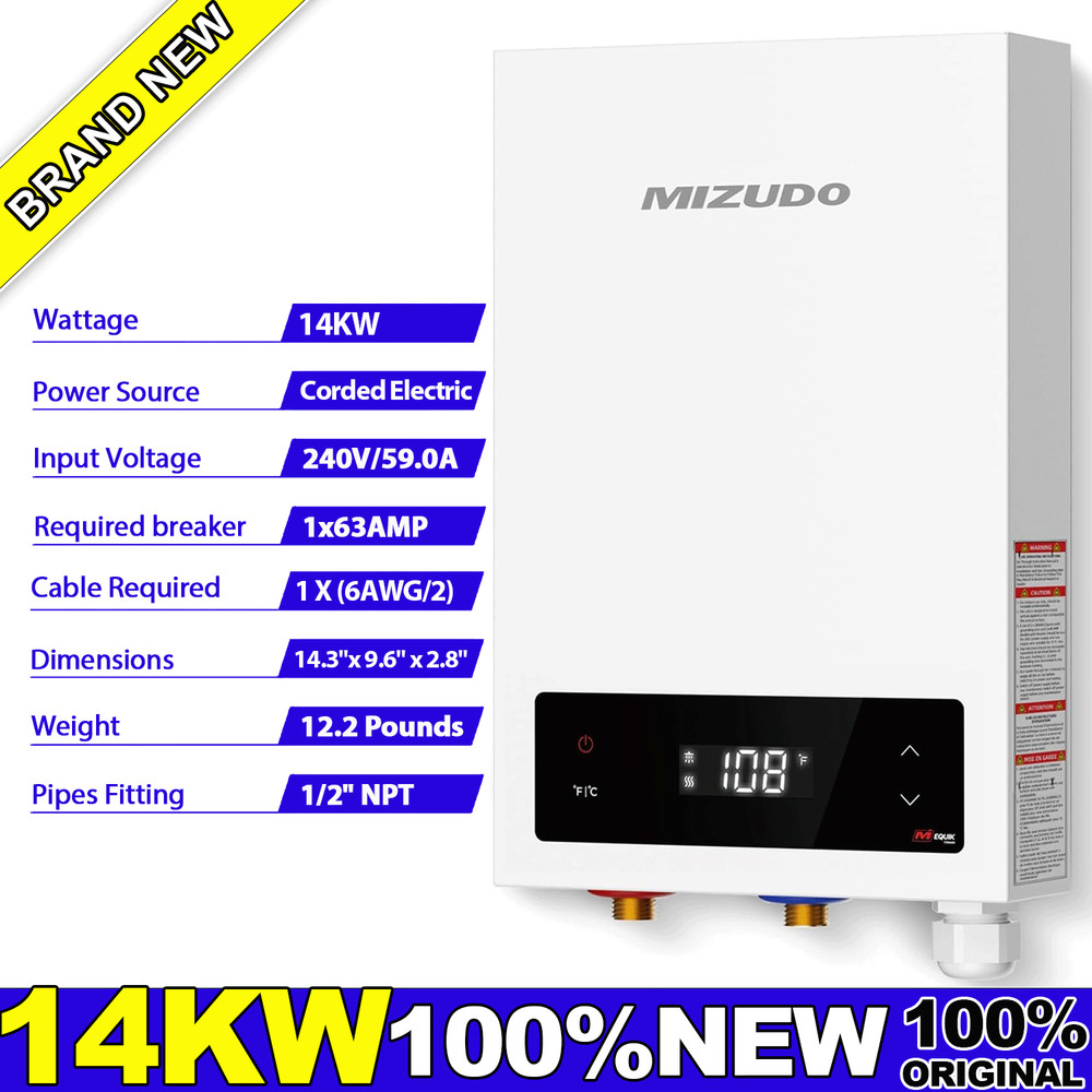 14KW 240V Electric Tankless Water Heater on Demand Hot Water Heater Whole House