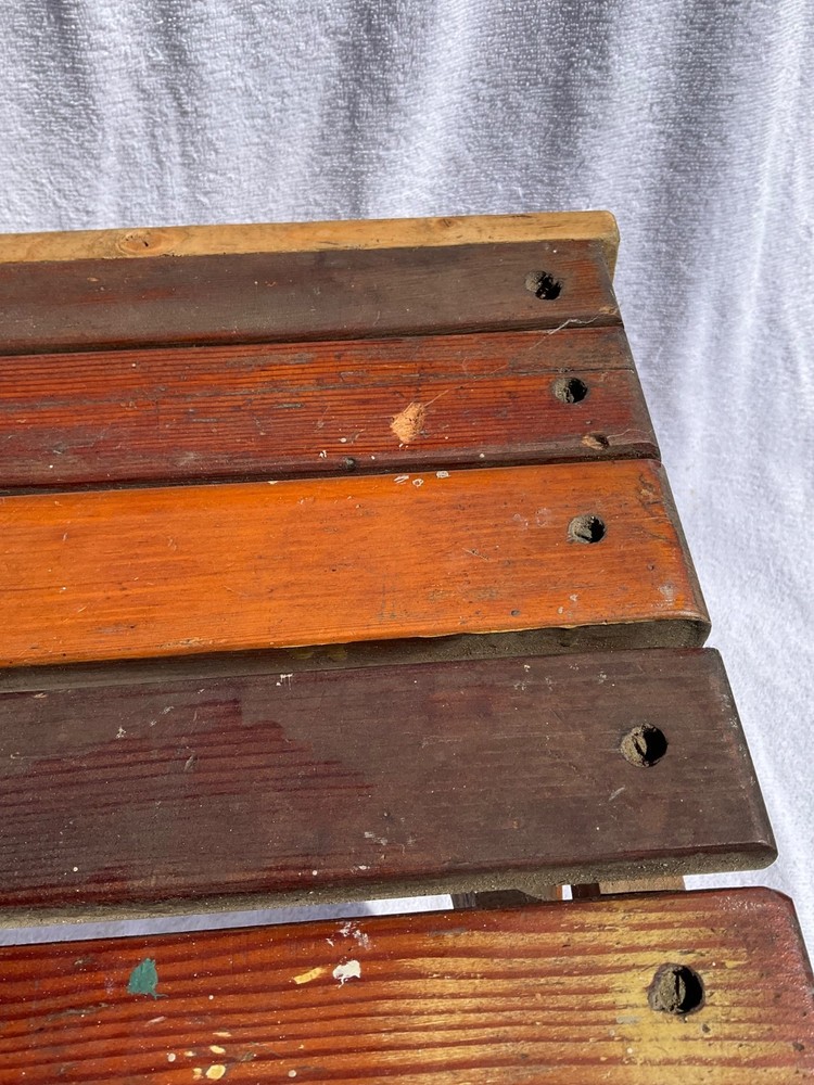 Vintage Folding Wooden Step Stool Seat