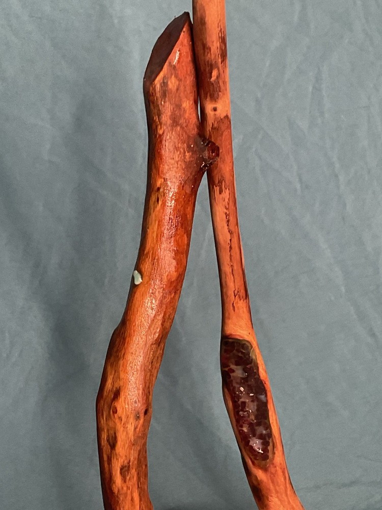 Hand made oak Magic Wand Wit Granate Stone