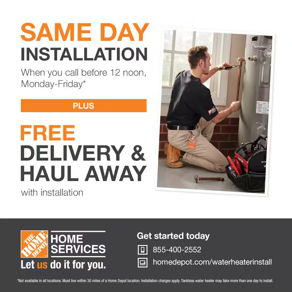 Performance 40 Gal. Medium 3800-Watt Double Element Electric Water Heater with 6