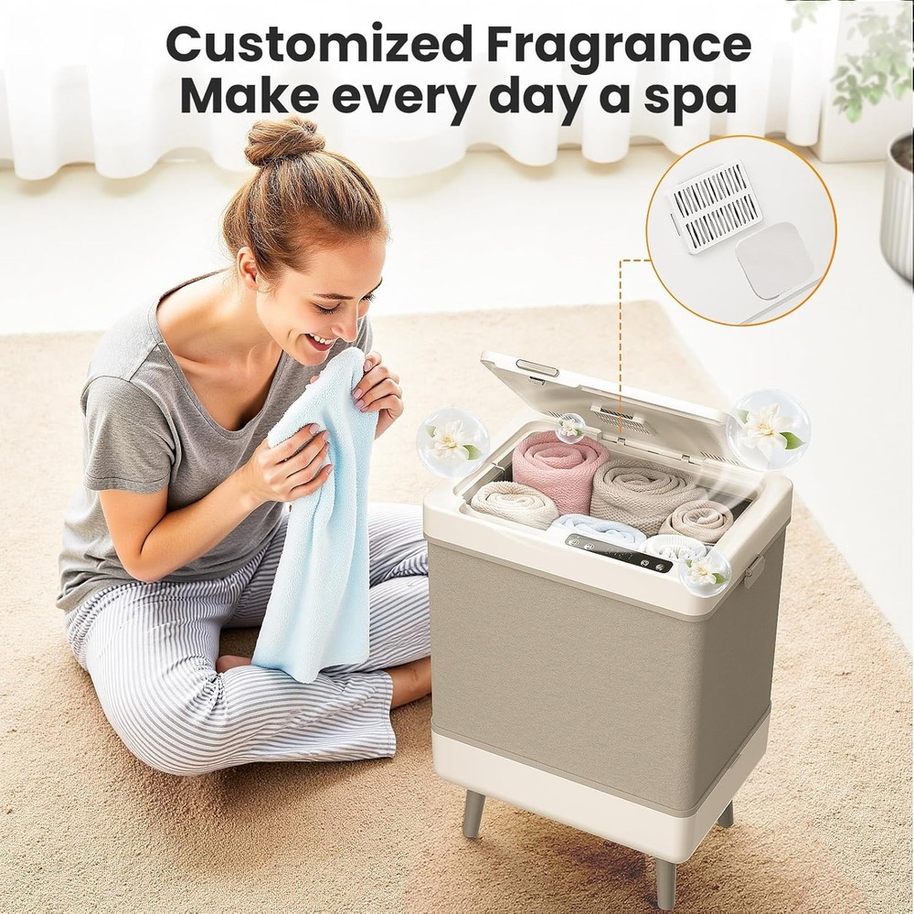 35L Aromatherapy Towel Warmer & Dryer with Timer - Foldable Home Spa Luxury