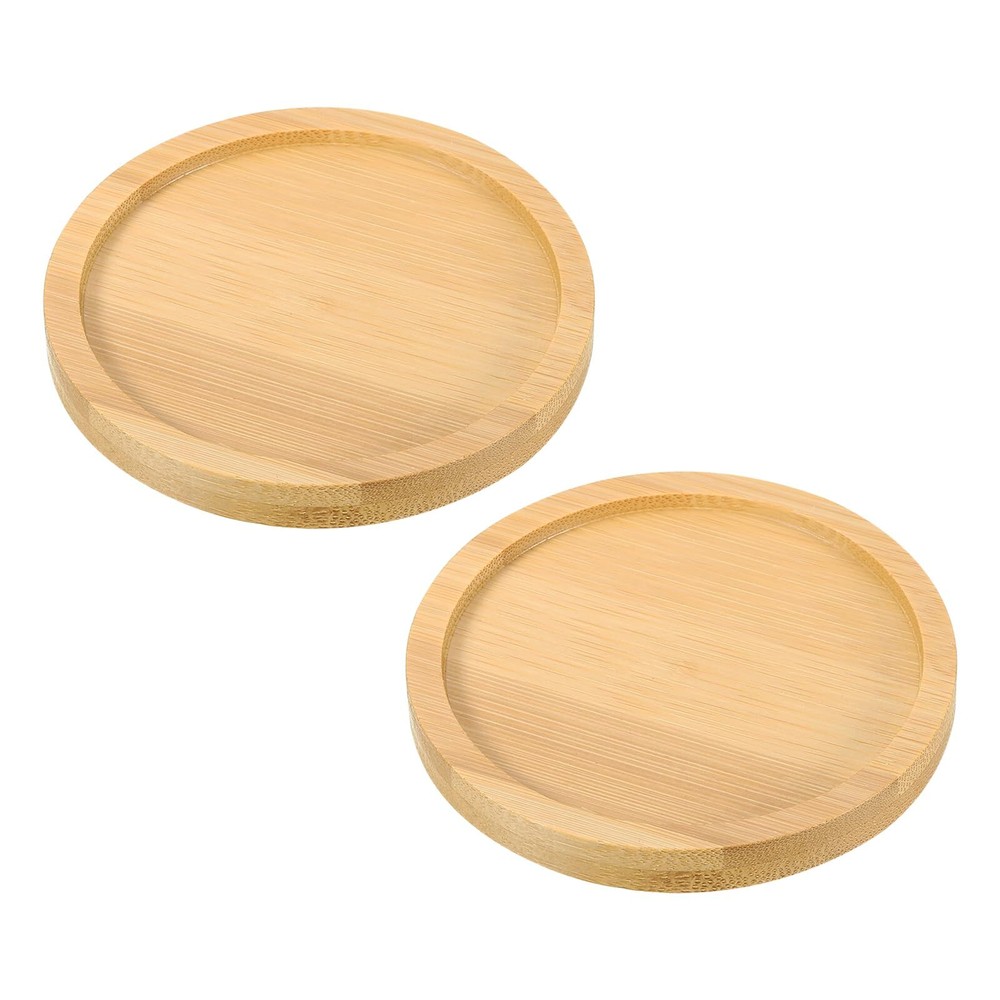 Bamboo Wood Saucer, 2 Pack 3 Inch