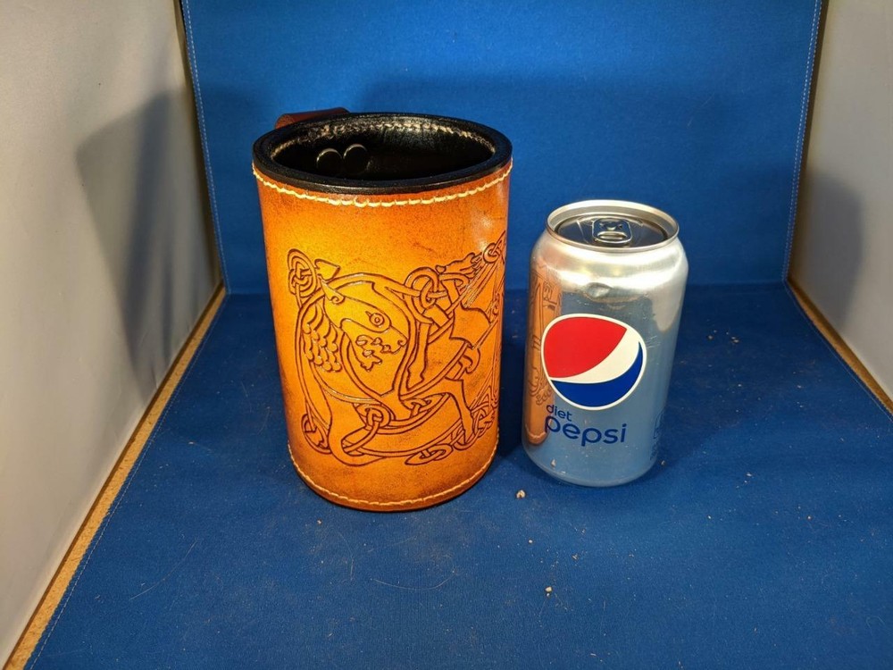Celtic Beasts Leather Mug by Elandah Leather