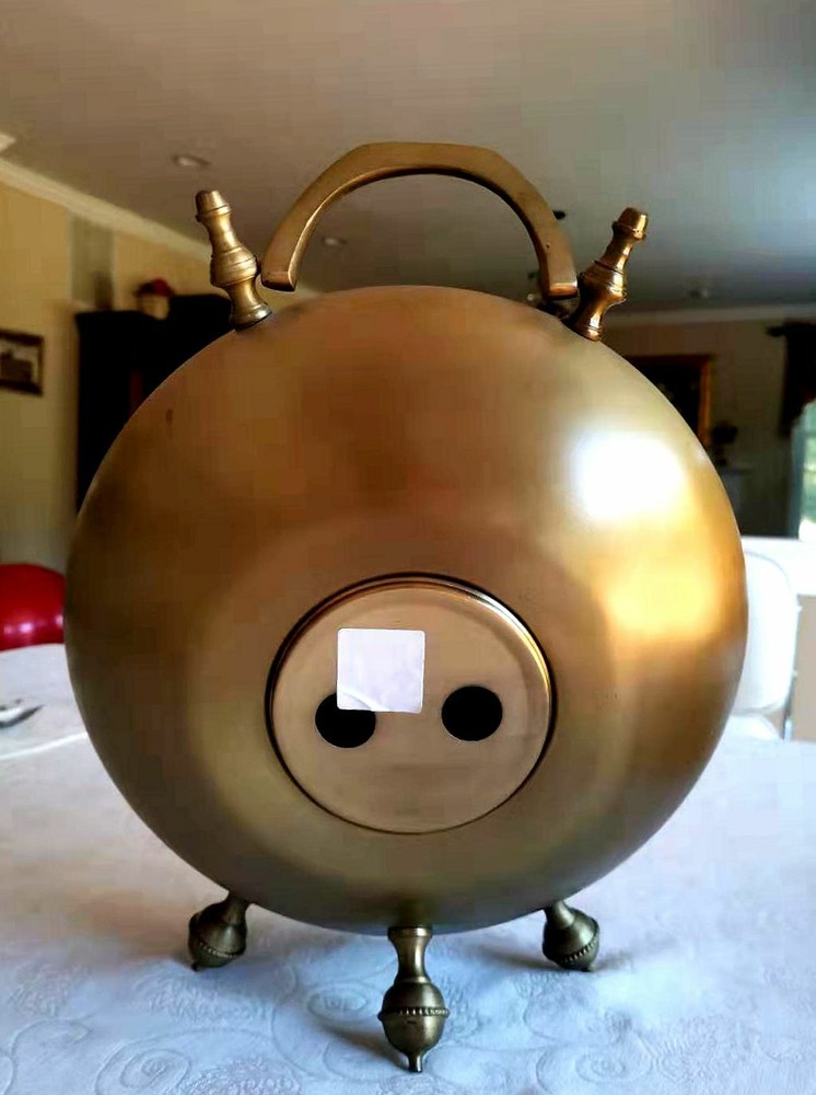 12" Brass Clock with Top Hanger, India