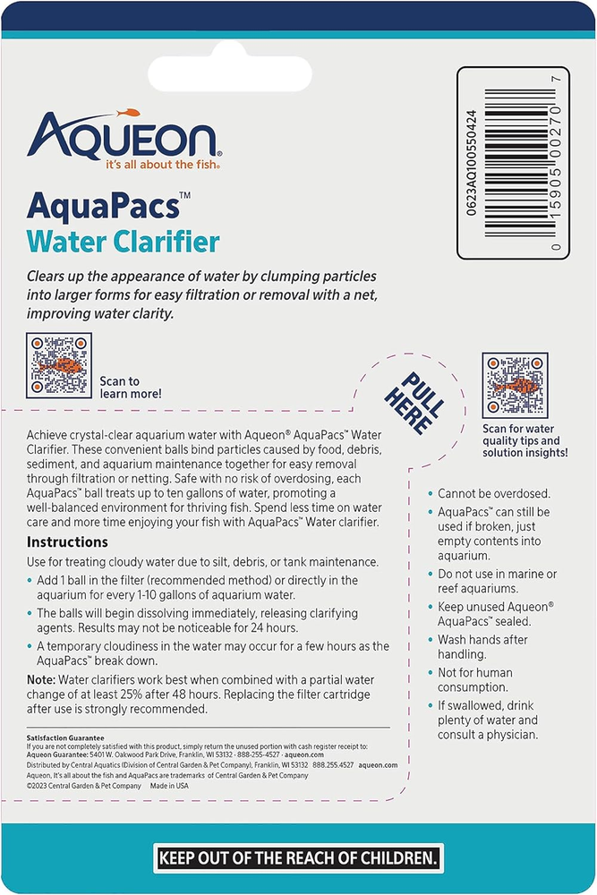 Aquapacs Water Clarifier 4 Pack, 10 Gallon