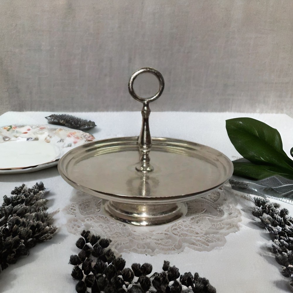 Single Tier Aluminum Cake Stand ,Decorative Cup Cake Stand with Handle
