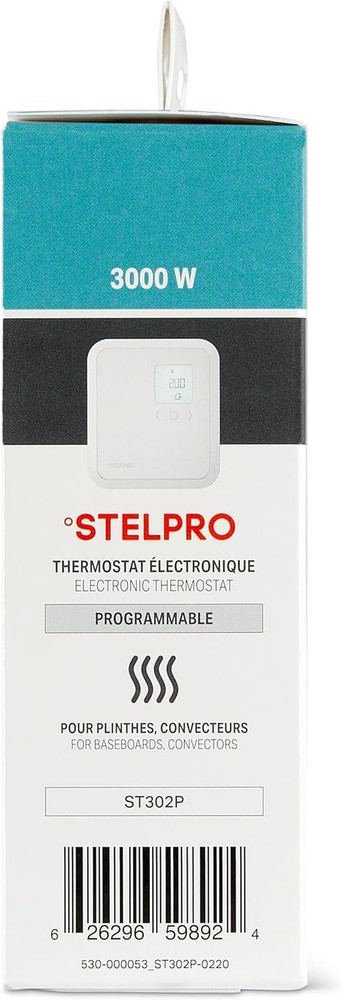 Stelpro Programmable Electronic Thermostat for Baseboards and Convectors, Acc...