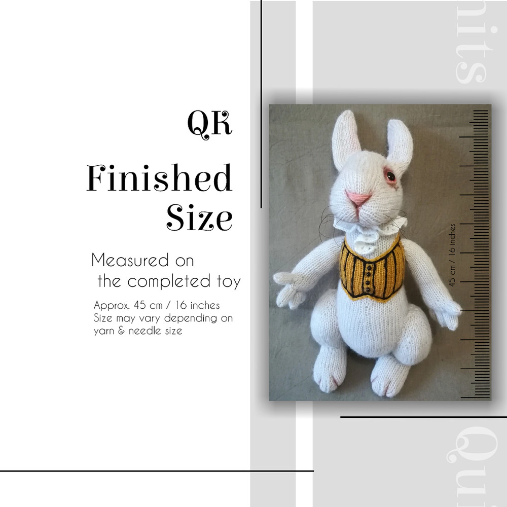 White Rabbit Knitting Pattern – Storybook Toy Doll, Printed Pattern
