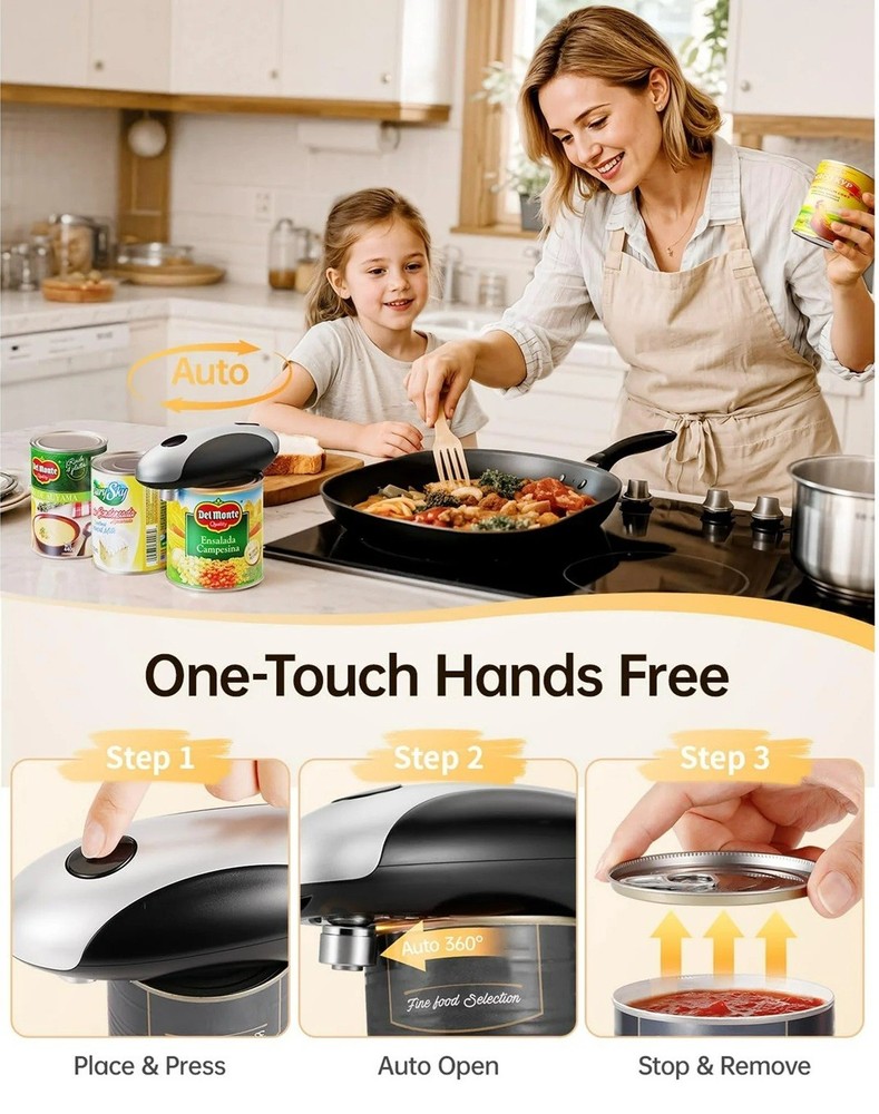 USB One-Button Automatic Rechargeable Electric Can Opener - Kitchen Gadget Gift
