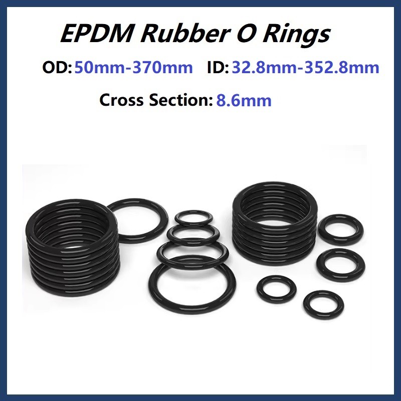 Large O-ring Seals EPDM Rubber O Rings OD: 50 - 370mm Diamete & 8.6mm Thickness