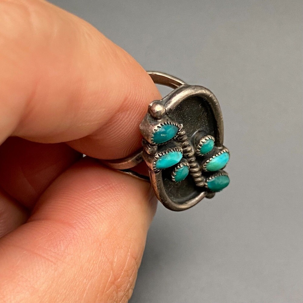 Vintage Zuni Native Turquoise Silver Ring Size 7