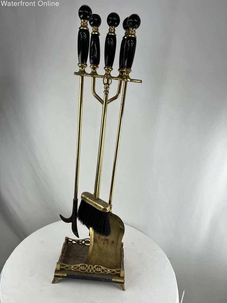 Marble Handle Brass Fireplace Tool Set Italian Style Base