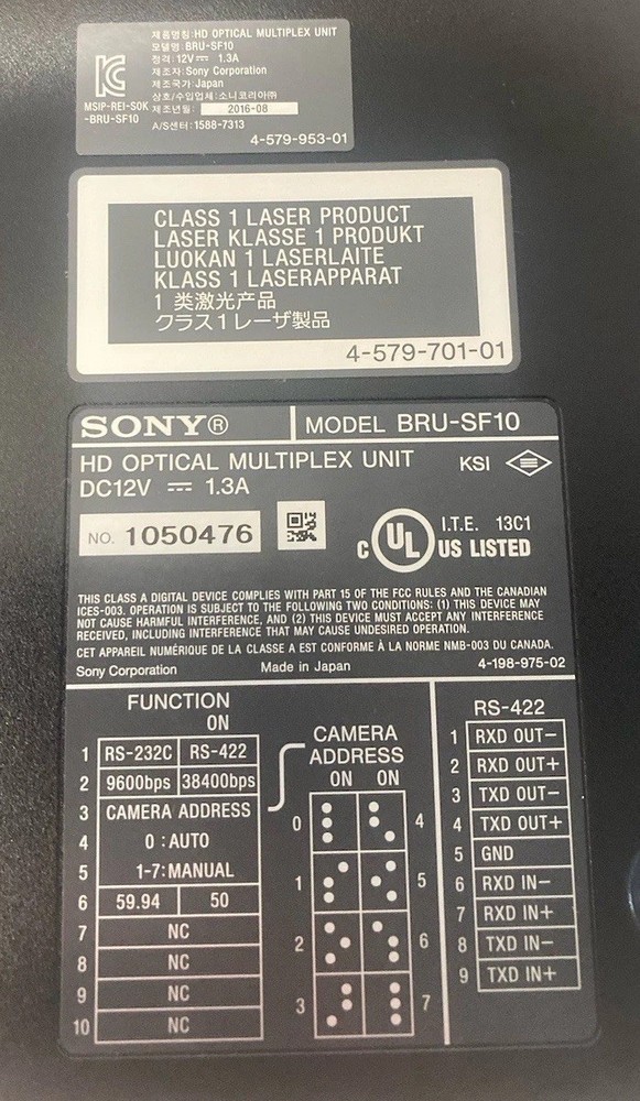 Sony BRU-SF10 HD Optical Multiplex Unit