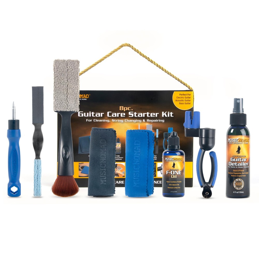 8 pc. Guitar Care Starter Kit for Cleaning, Repair  String Changing Tools, Gu...