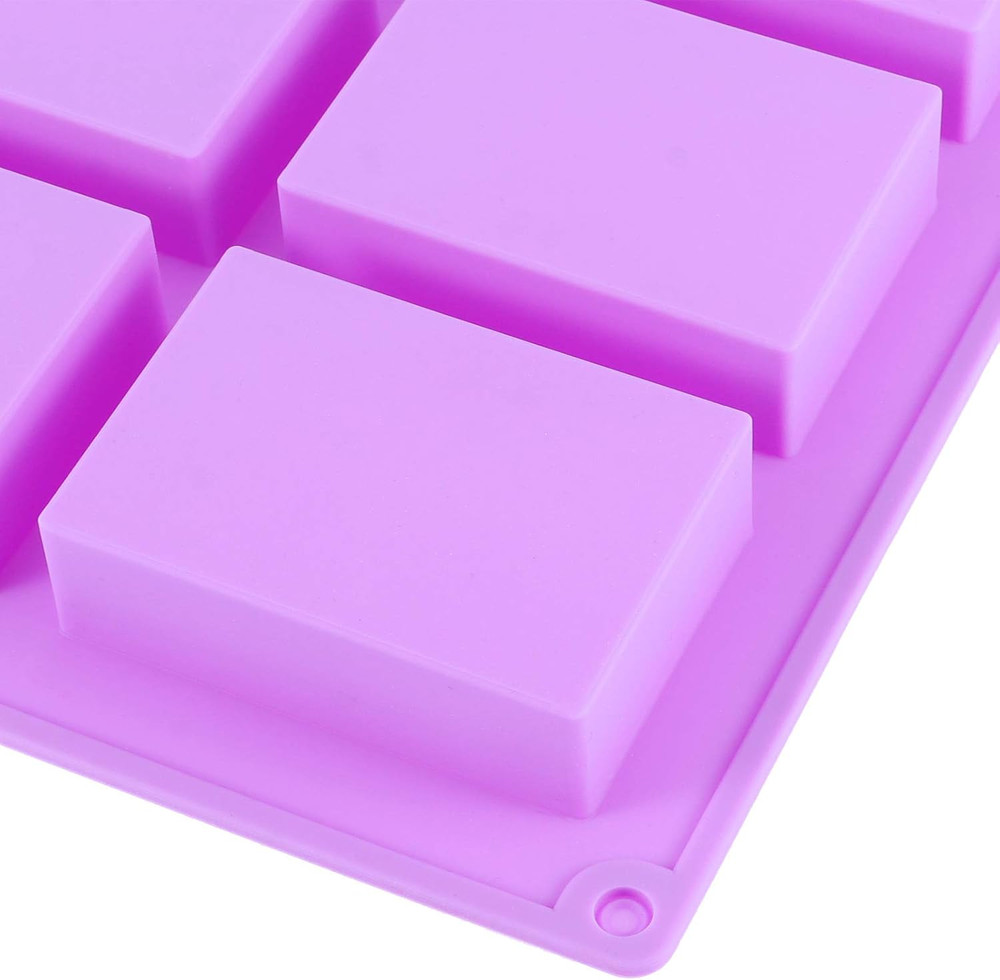6 Packs 36 Cavity Rectangular Silicone Soap Molds, Purple Silicone Soap Making M