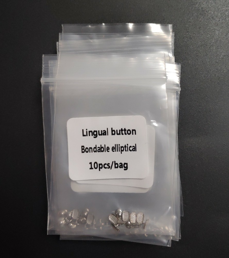 10Pcs Dental Lingual Buttons Orthodontic Bondable Rectangular Mesh Base