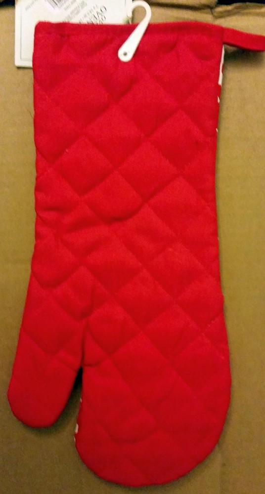 Oversized Fabric Printed Kitchen 14.5" Oven Mitt, WINTER SNOWFLAKES ON RED