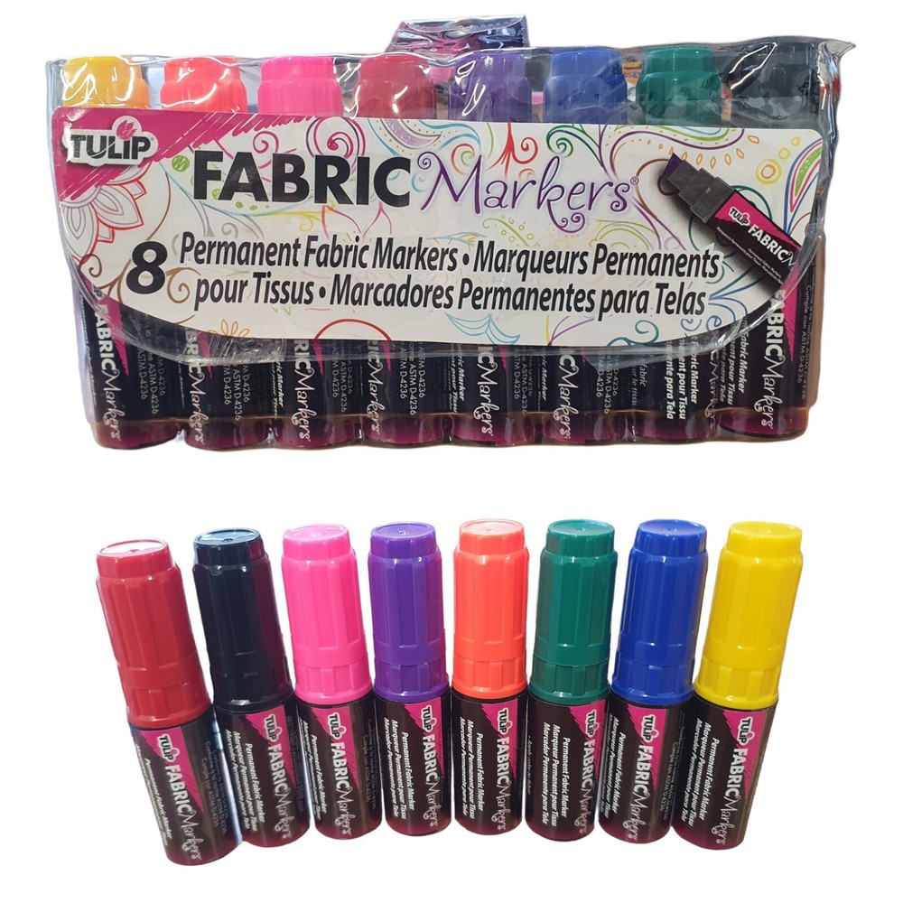 Tulip. Permanent Fabric Marker Pens. 8 Pen Pack.