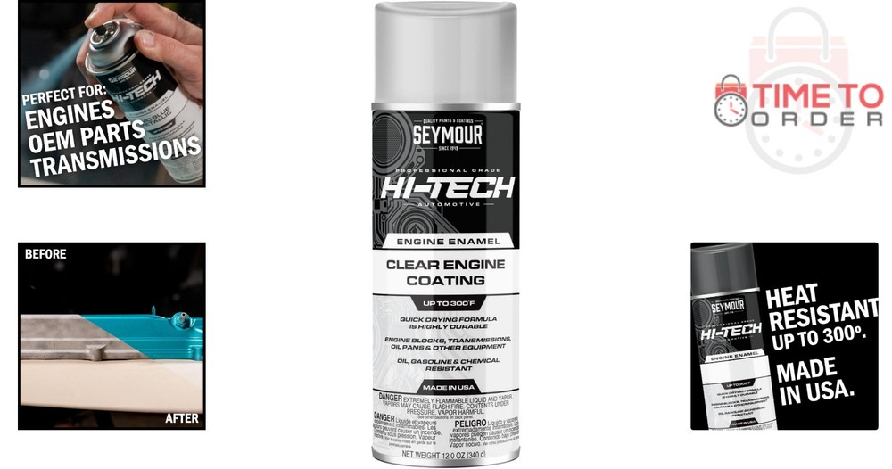 Hi-Tech Engine Spray Paint Gloss Clear 12 oz Heat Resistant Durable Coating