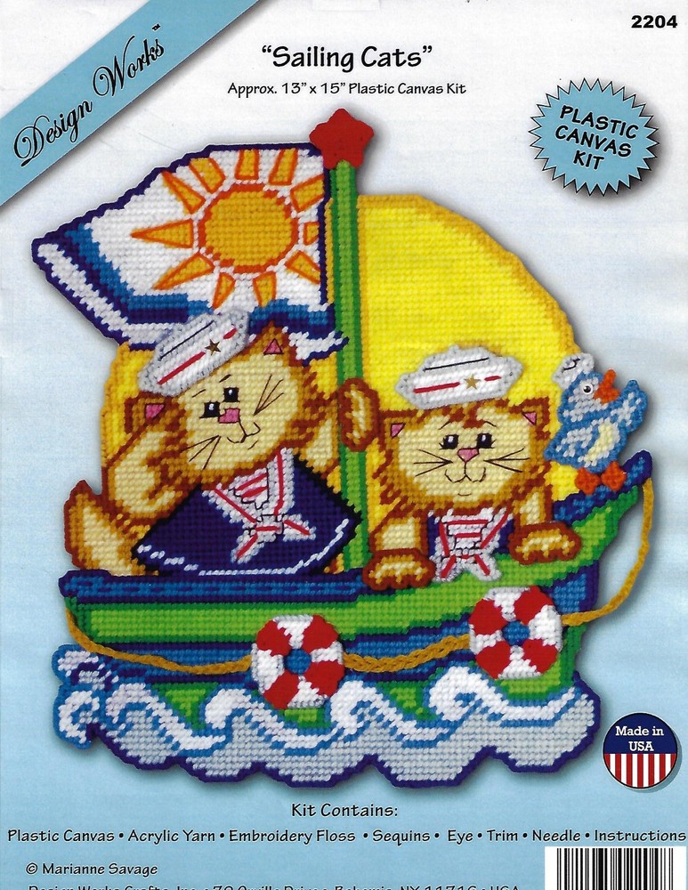SAILING CATS  WALL HANGING  plastic canvas  PATTERN (#TF0539)