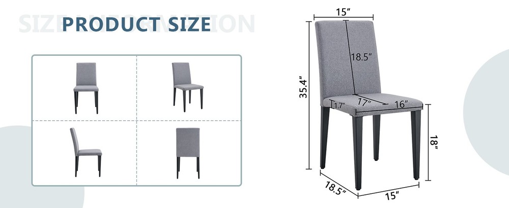 Two Light Gray Linen-Cotton dining chairs, simple and versatile, comfortable a
