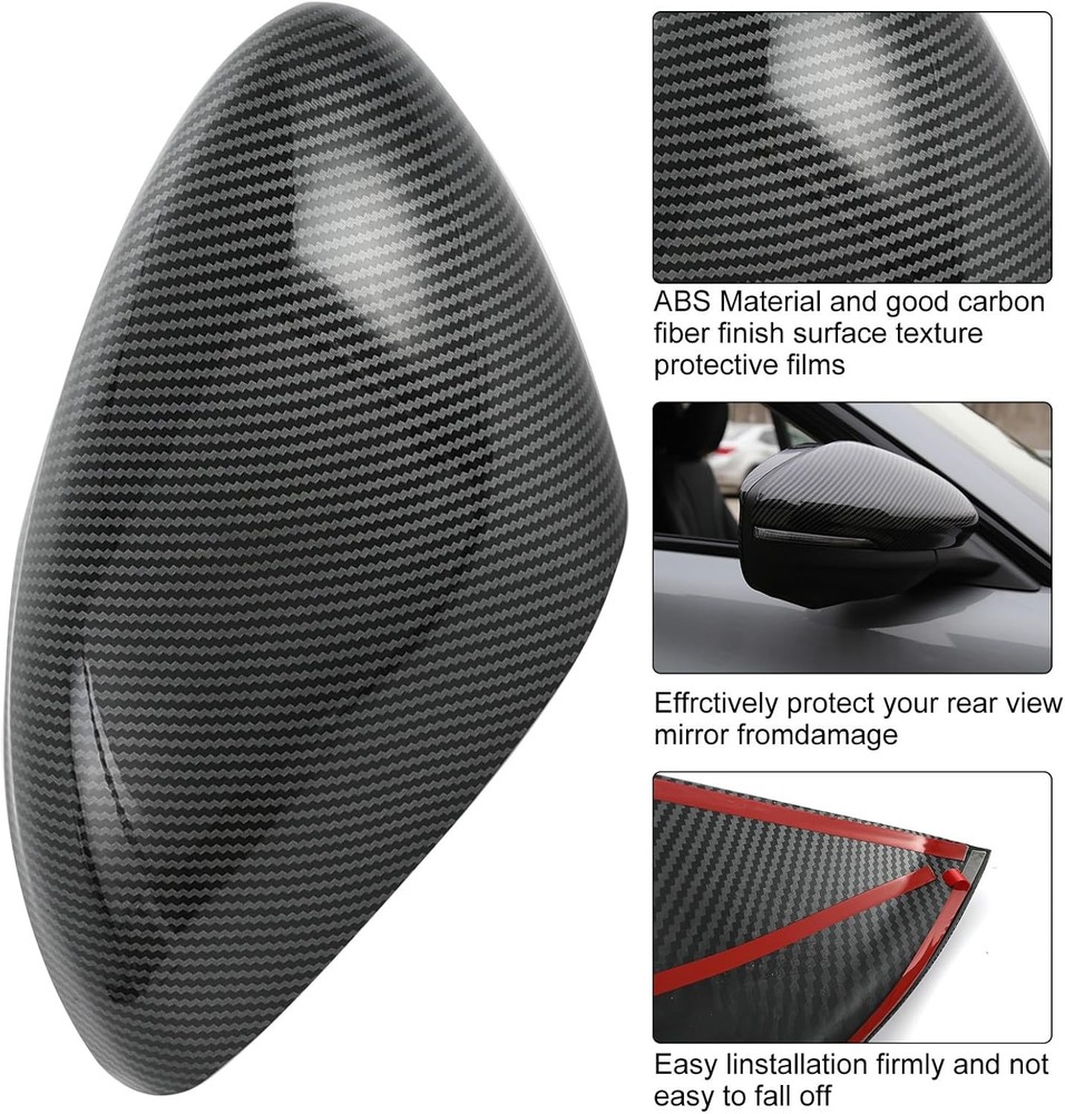 Compatible with 2021-2023 Mustang Mach-E Side Mirror Cover Caps Bright Carbon