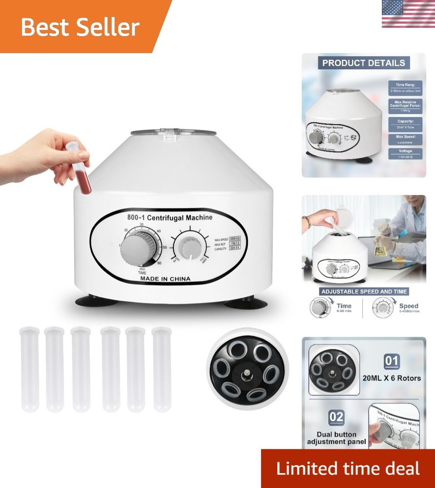 High-Efficiency Lab Centrifuge - 6 Tubes, Precise Speed Control, Timer Function