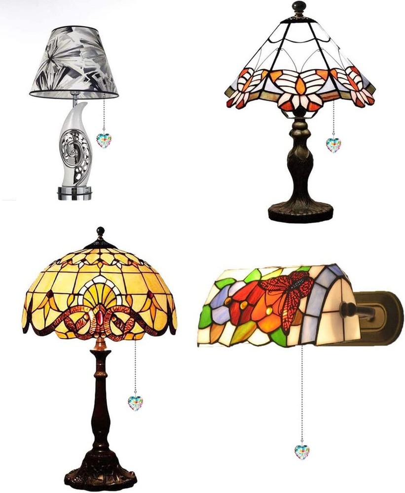 Ceiling Fan Pull Chain Extender - 2 Pack 12 Inches Decorative Crystal Heart P...