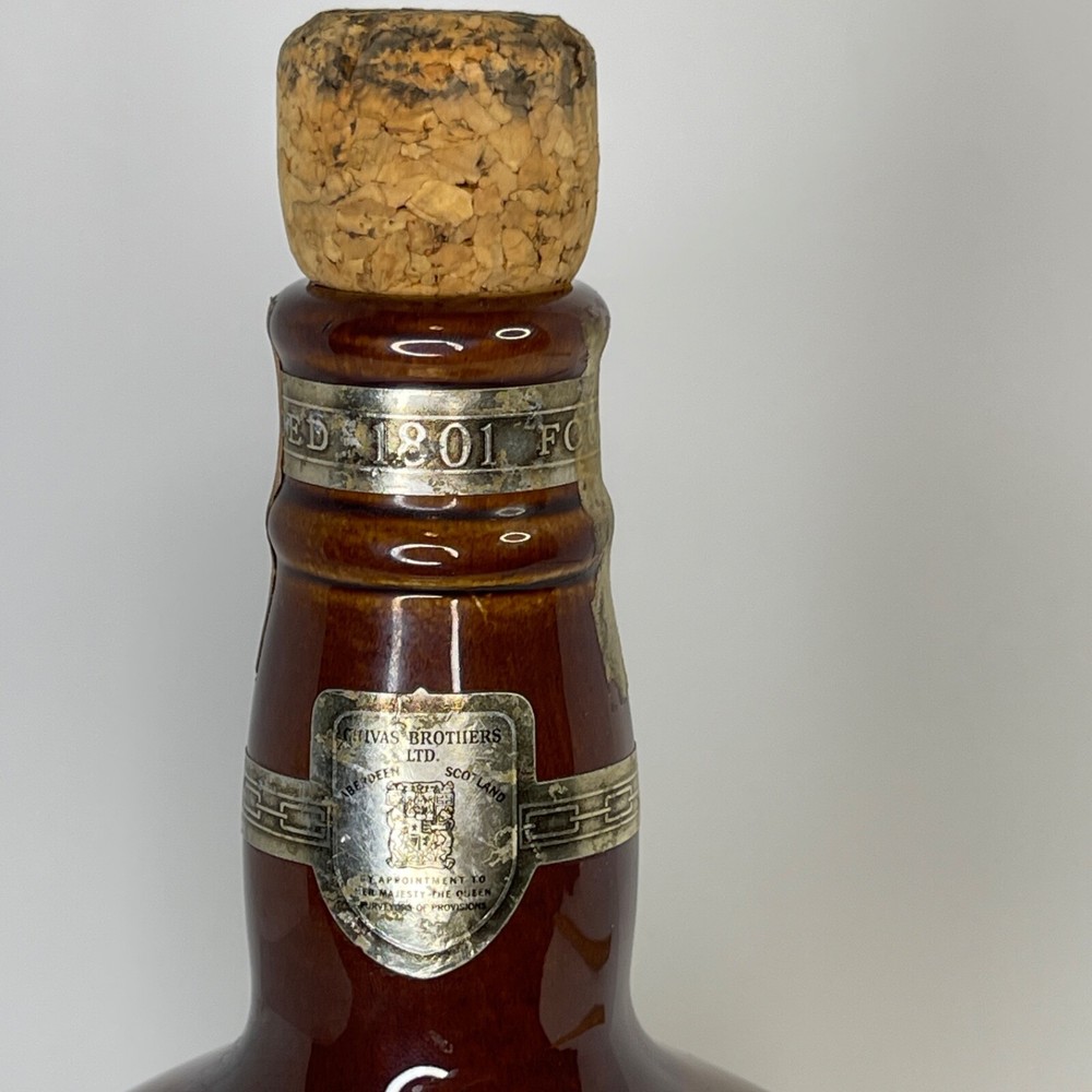 Empty Decanter Chivas Scotch Bottle 1801 Ceramic Cork Top Brown Ceramic Spode