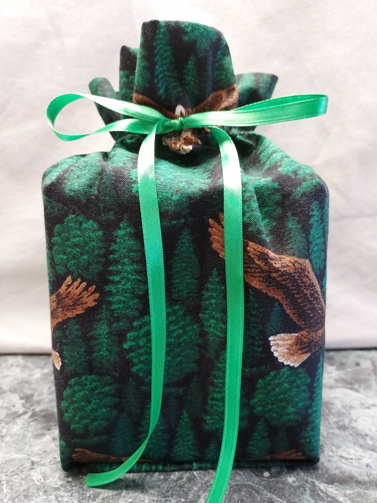 Eagles flying over Pine Trees cotton fabric, handmade, square tissue box cover