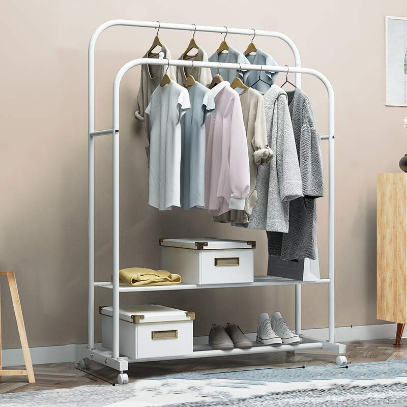 Large Cloth Garment Hanging Rack Organizer Double Rail Hallway Storage Wardrobe