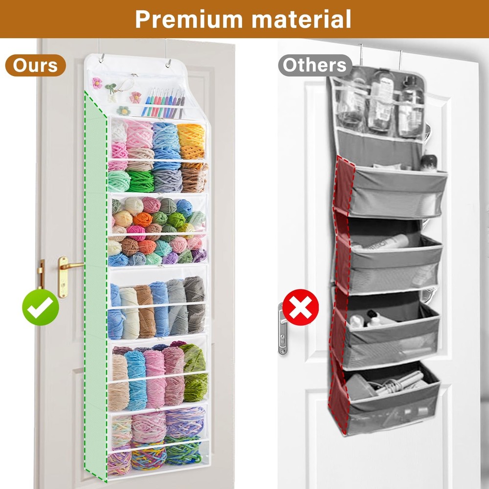 Hanging Yarn Storage Organizer with 6 Zippered Closure Clear White