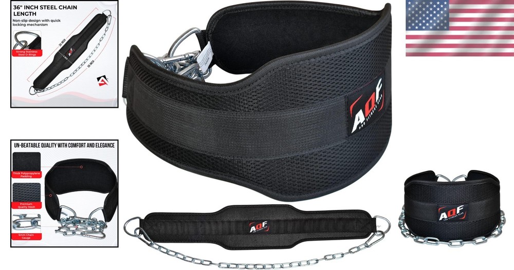 Ultimate Black Weightlifting Dip Belt for Pull-Ups and Squats - Durable & Safe
