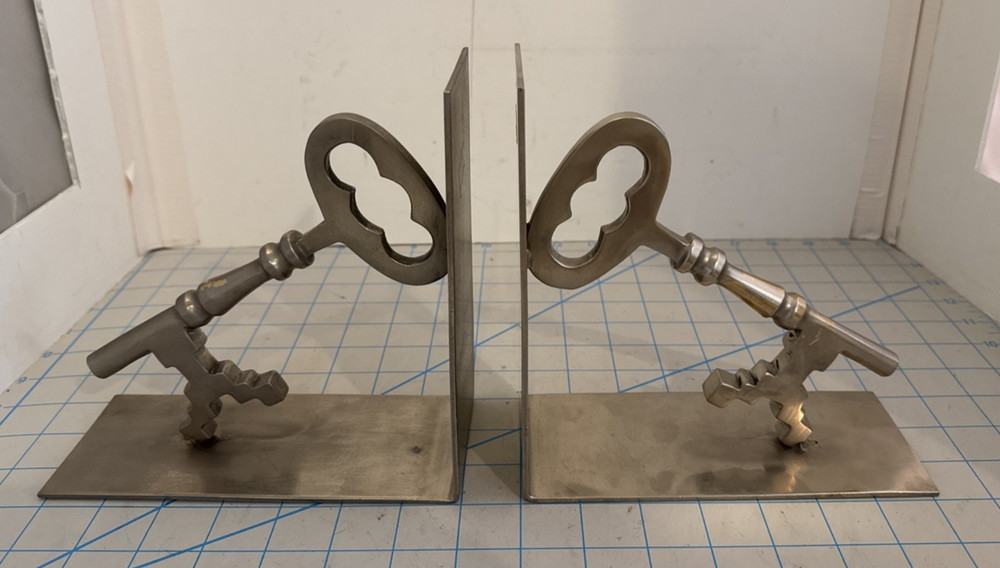 Metal Skeleton KEY Bookends Heavy
