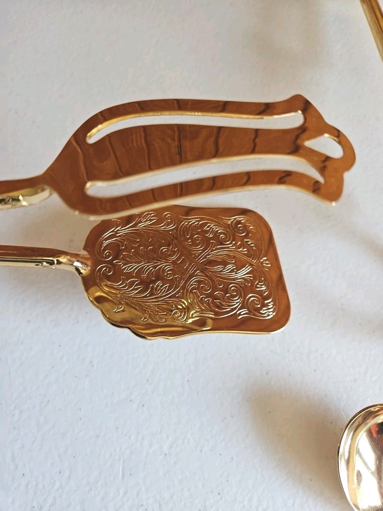 Gold Tone Serveware Lot 10 Various Patterns Read Details View